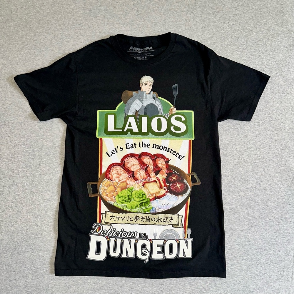 Delicious in Dungeon Laios GEE Official Anime T-Shirt Black Size Small Kadokawa